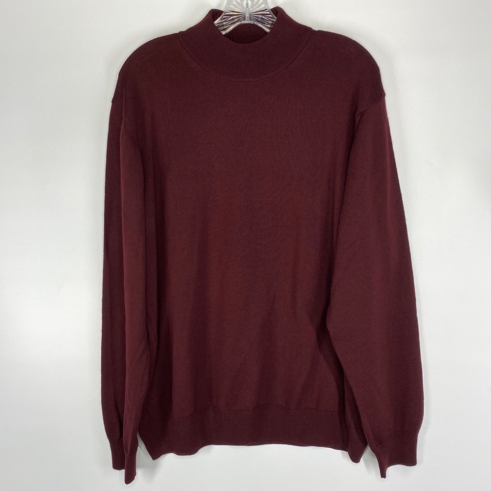 Black Brown 1826 Merino Wool Burgundy Turtleneck Sweater XL